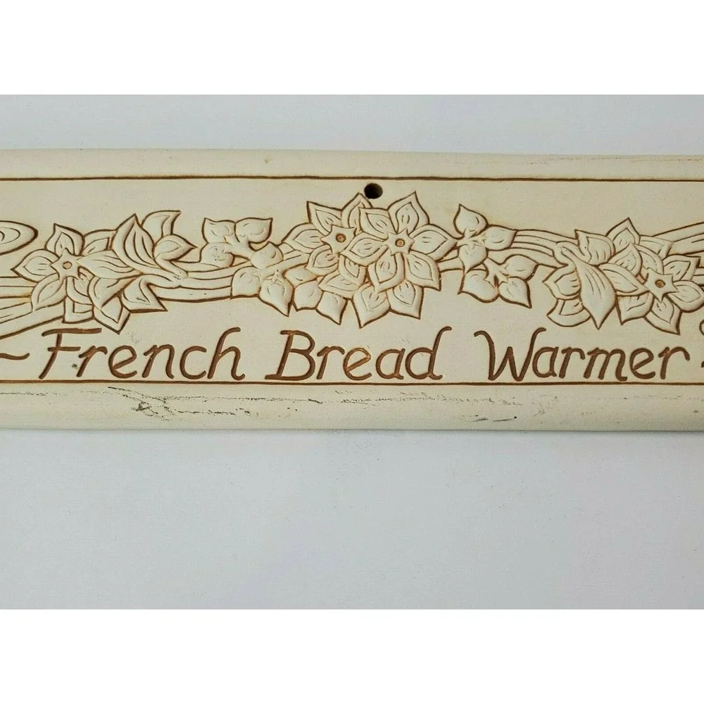 Vintage French Bread Warmer Ceramic Floral Signed Lyn Ulick 1991 Made in USA